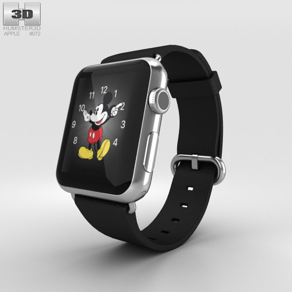 Apple Watch 42mm Stainless Steel Case Black Classic Buckle 3D 모델 