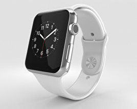 Apple Watch 42mm Stainless Steel Case White Sport Band 3D модель