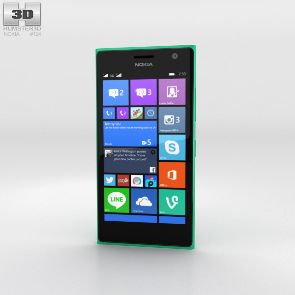Nokia Lumia 730 Green 3D модель