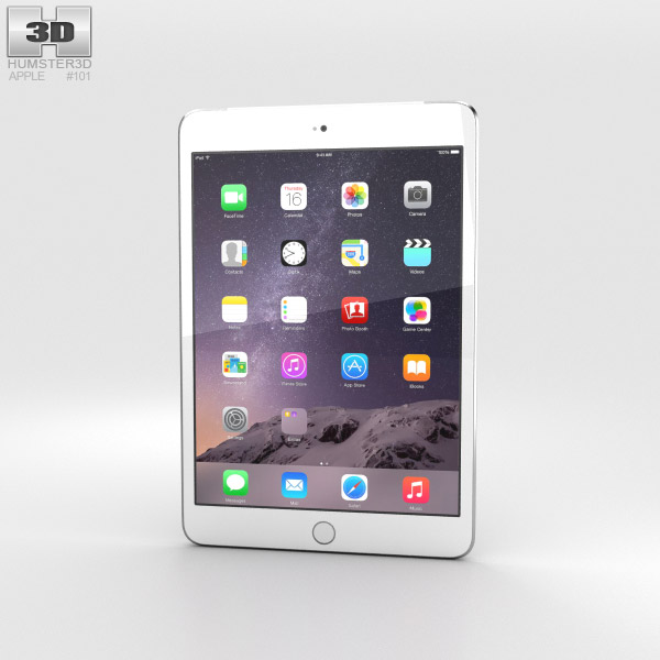 Apple iPad Mini 3 Cellular Silver Modèle 3D