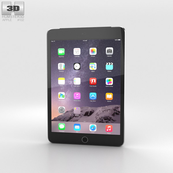 Apple iPad Mini 3 Cellular Space Grey Modello 3D