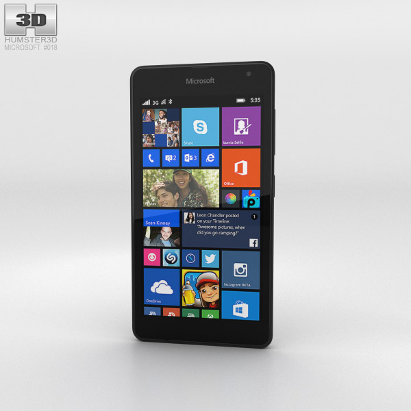 Microsoft Lumia 535 黑色的 3D模型