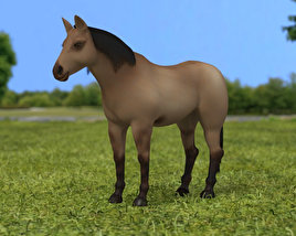 American Quarter Horse Low Poly Modelo 3D
