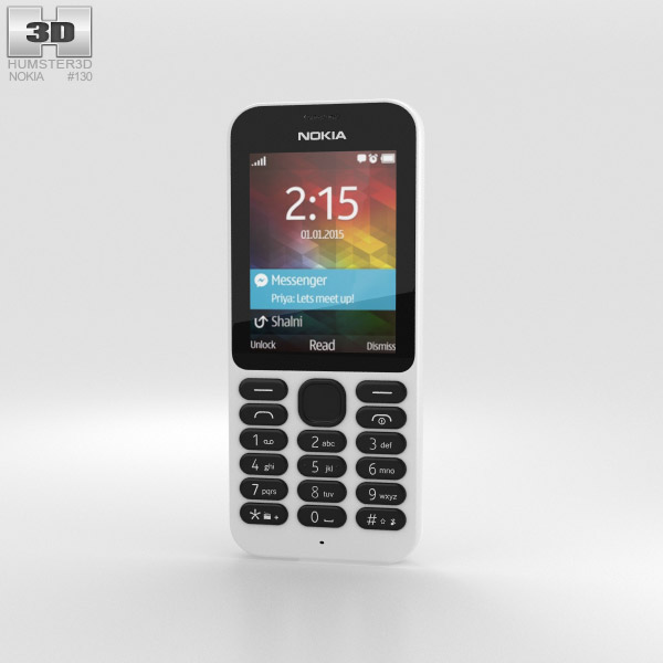 Nokia 215 Bianco Modello 3D