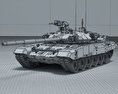 T-90 3Dモデル wire render