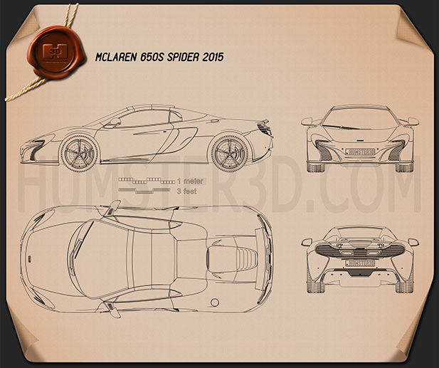 McLaren 650S Spider 2015 Disegno Tecnico