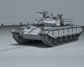 99式戦車 3Dモデル wire render