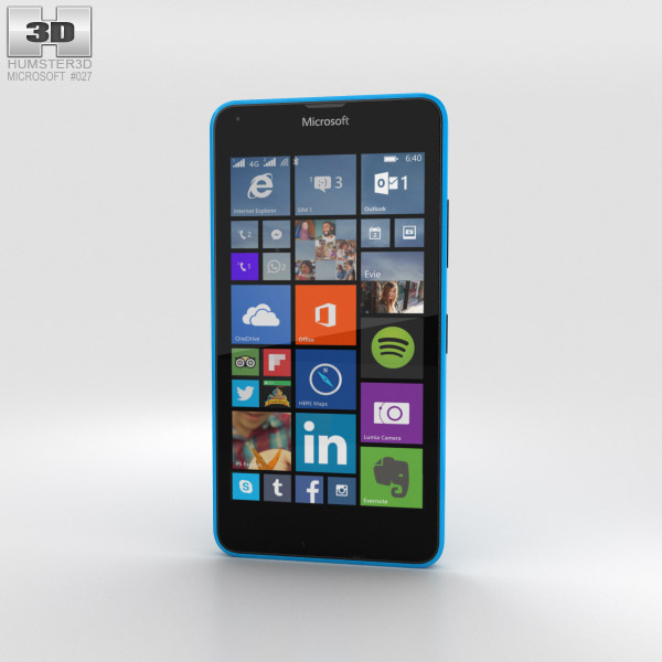 Microsoft Lumia 640 LTE Glossy Cyan 3D 모델 