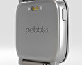 Pebble Time Steel Silver Stone Leather Band Modello 3D