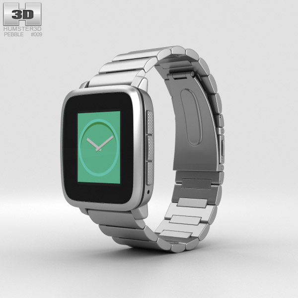Pebble Time Steel Silver Metal Band 3D model