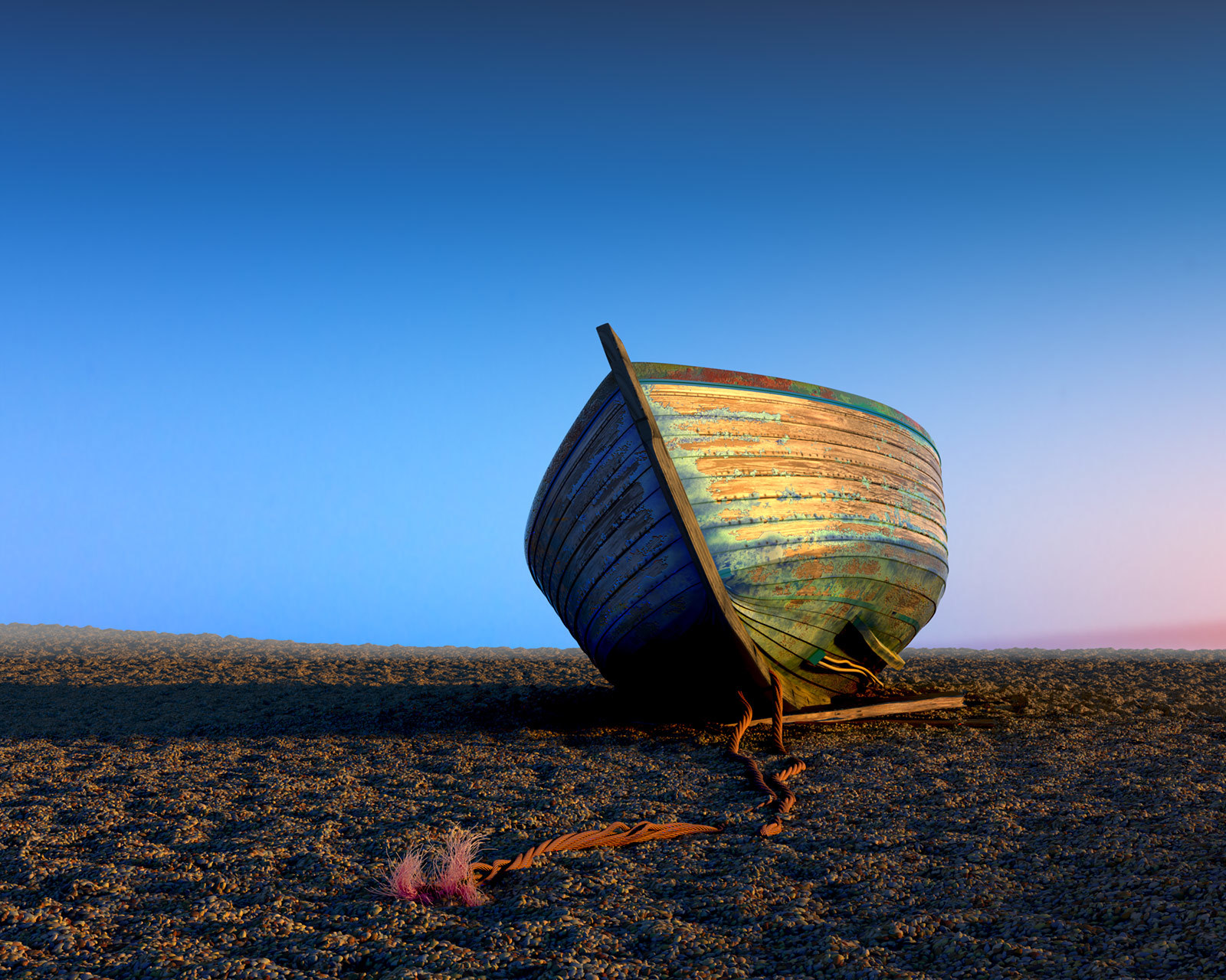 Boat on the beach by John Bavaresco