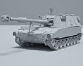 M109 Howitzer 3d model clay render