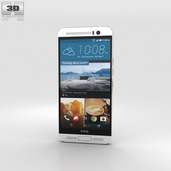 HTC One M9+ Silver Gold 3D model
