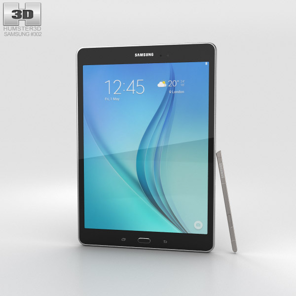 Samsung Galaxy Tab A 9.7 S Pen Smoky Titanium Modelo 3D