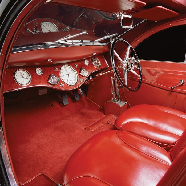 The original 1934 red leather interior restored
