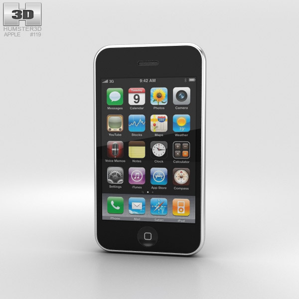 Apple iPhone 3G Nero Modello 3D