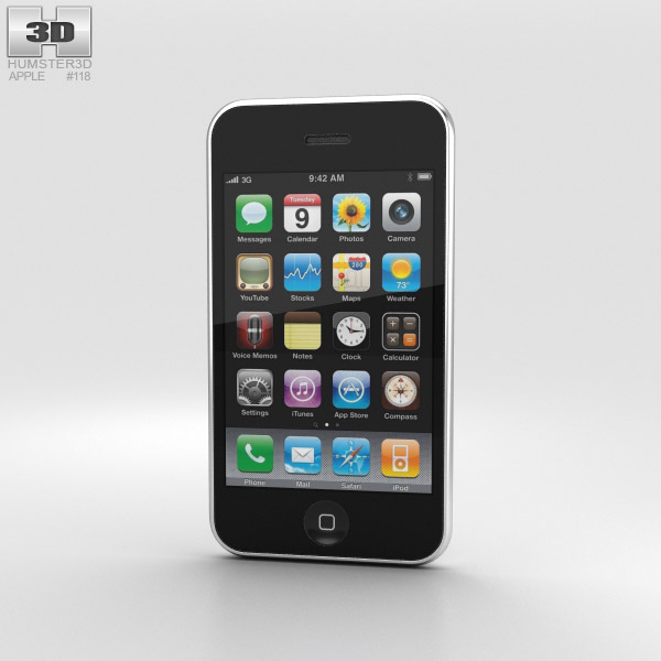 Apple iPhone 3G Blanc Modèle 3D