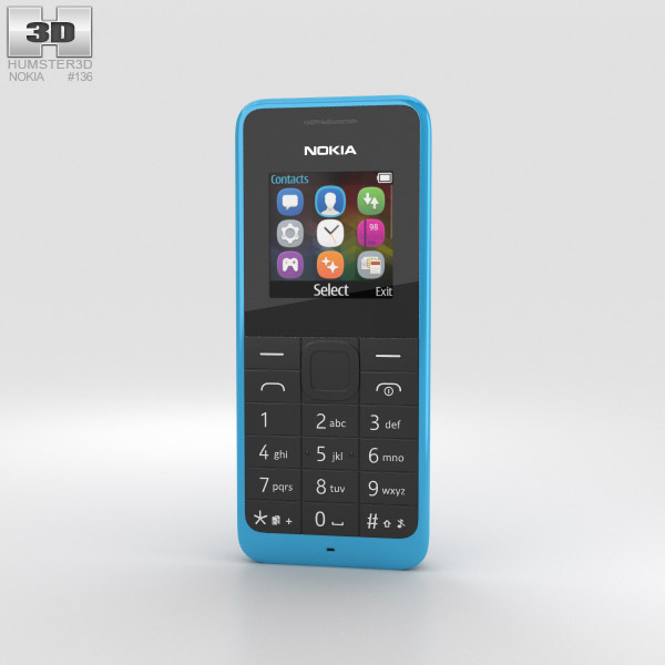 Nokia 105 Dual SIM Cyan 3D-Modell