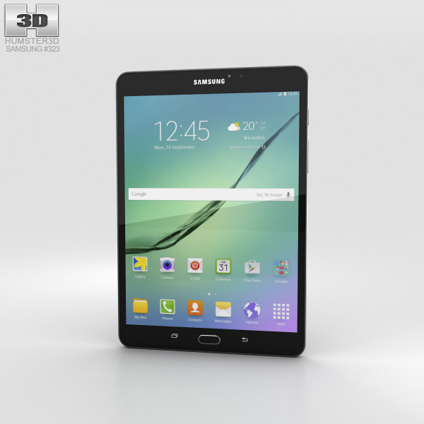 Samsung Galaxy Tab S2 8.0 Wi-Fi 黑色的 3D模型