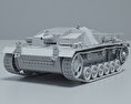 StuG III 3d model clay render