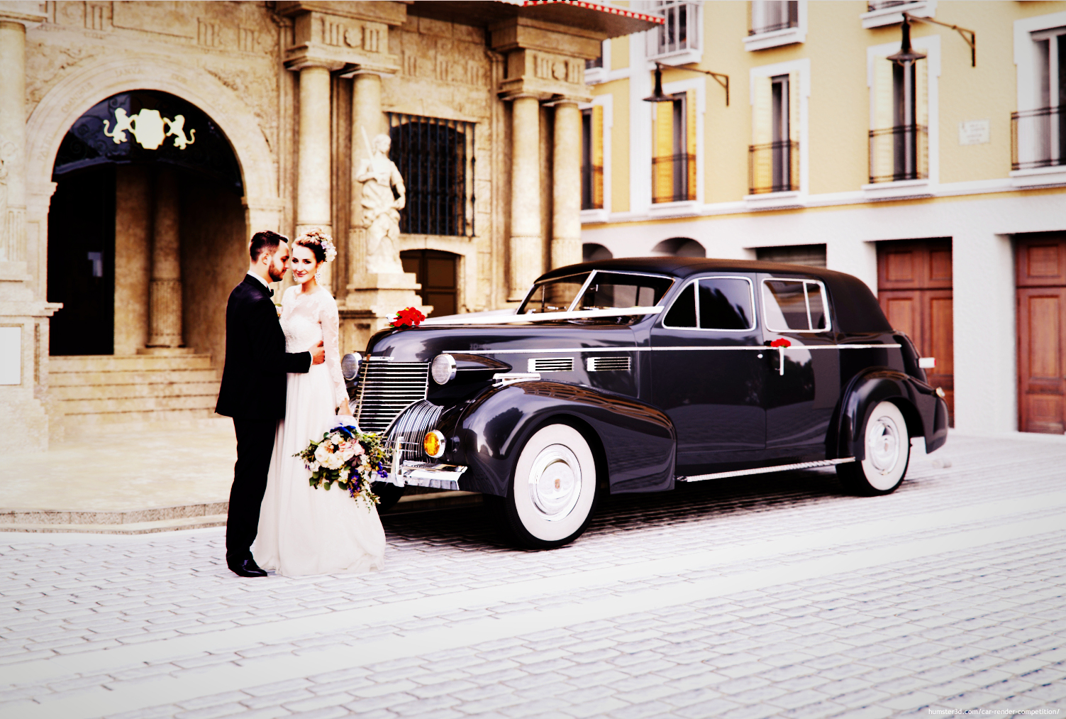 A classic wedding car 3d art