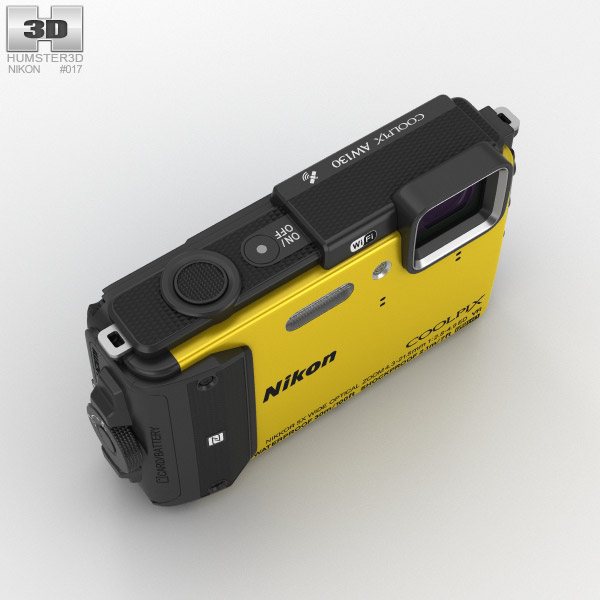 Nikon Coolpix AW130 Yellow 3D model - Download Electronics on