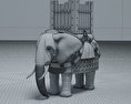 War Elephant 3d model wire render