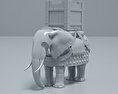 War Elephant 3d model clay render