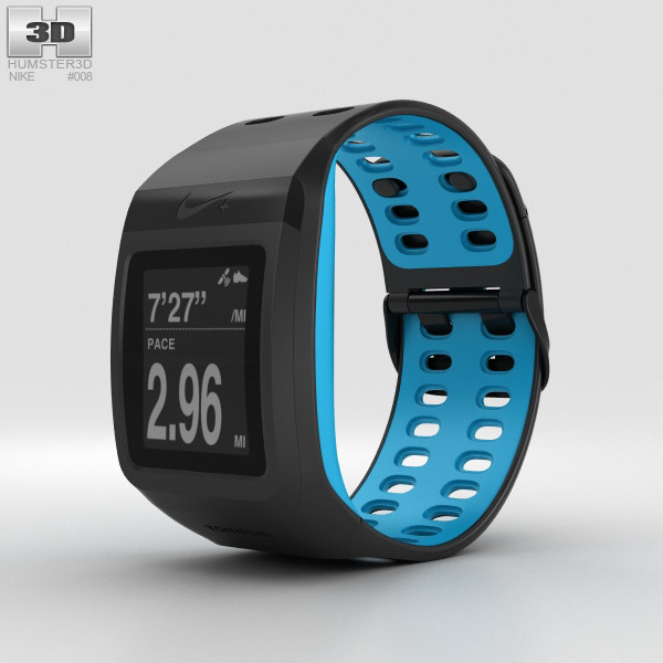 Nike+ SportWatch GPS Anthracite/Blue Glow Modelo 3D