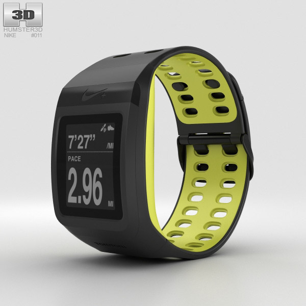 Nike+ SportWatch GPS Black/Volt Modèle 3D