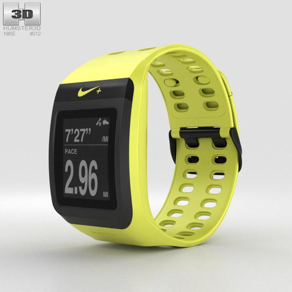 Nike+ SportWatch GPS Volt/Black Modèle 3D