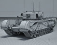 チャーチル歩兵戦車 3Dモデル wire render