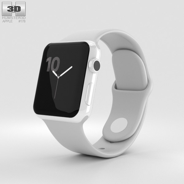 Apple Watch Edition Series 2 38mm White Ceramic Case Cloud Sport Band 3D模型