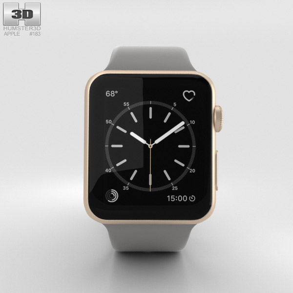 Apple Watch Series 2 38mm Gold Aluminum Case Concrete Sport Band 3D model