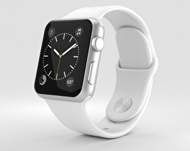 Apple Watch Series 2 38mm Silver Aluminum Case White Sport Band 3D model