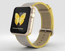Apple Watch Series 2 38mm Gold Aluminum Case Yellow Light Gray Woven Nylon 3D model
