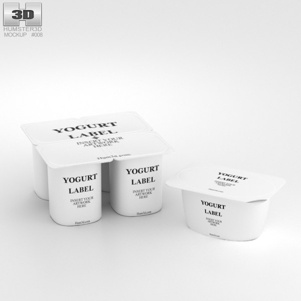 Copos de iogurte Modelo 3d