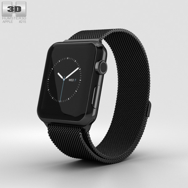 Apple Watch Series 2 42mm Space Black Stainless Steel Case Black Milanese Loop 3D model