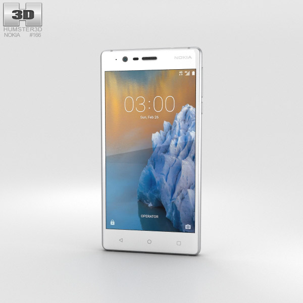 Nokia 3 Silver White Modello 3D