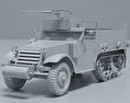 M3 Half-track Modello 3D clay render