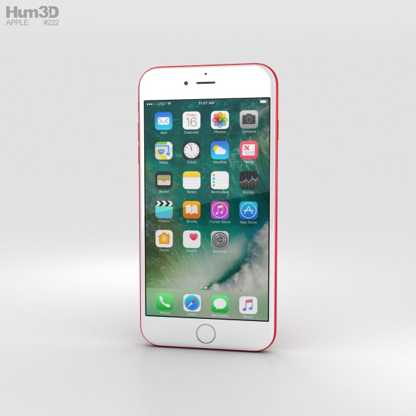 Apple iPhone 7 Plus Red 3D 모델 