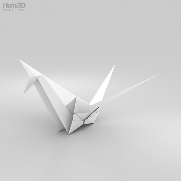 Grue en origami Modèle 3D