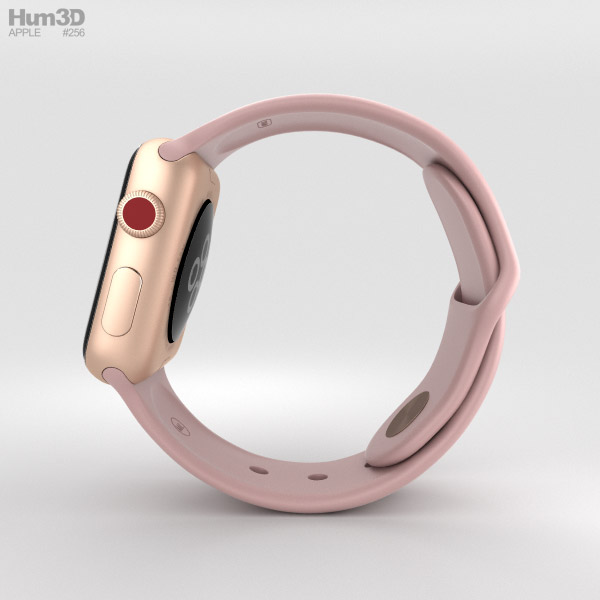 Apple Watch Series 3 38mm GPS + Cellular Gold Aluminum Case Pink Sand Sport  Band 3Dモデル download