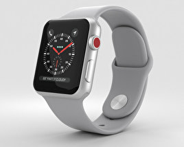 Apple Watch Series 3 38mm GPS + Cellular Silver Aluminum Case Fog Sport Band 3Dモデル