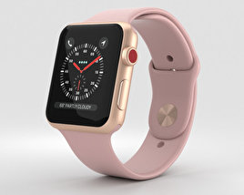 Apple Watch Series 3 42mm GPS + Cellular Gold Aluminum Case Pink Sand Sport Band Modèle 3D