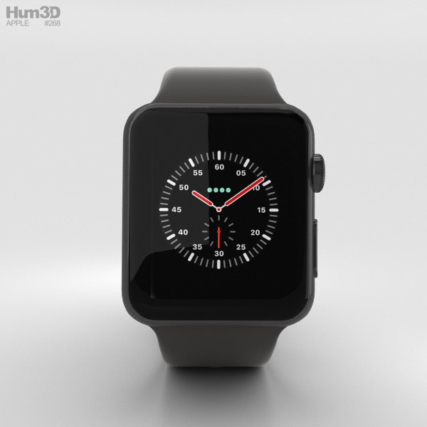 Apple Watch Edition Series 3 38mm GPS Gray Ceramic Case Gray/Black Sport  Band 3Dモデル