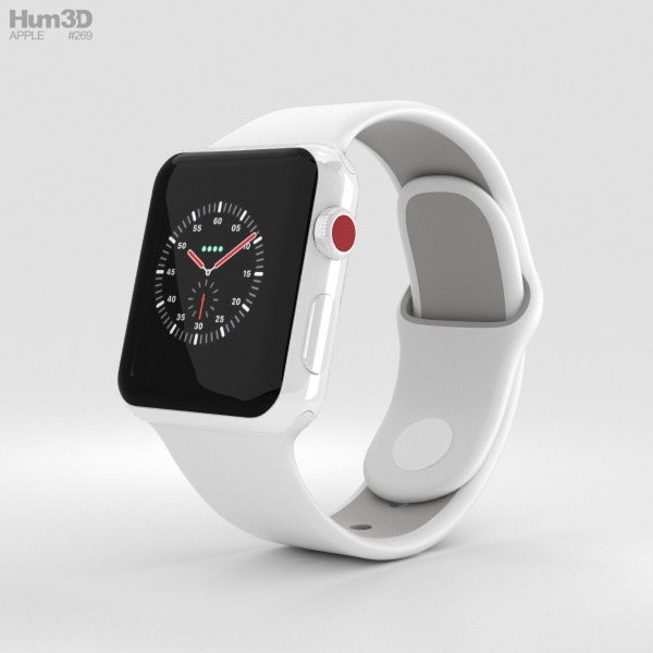 Apple Watch Edition Series 3 38mm GPS White Ceramic Case Soft White/Pebble Sport Band 3D-Modell