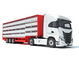 Animal Transporter Truck And Trailer 3D模型