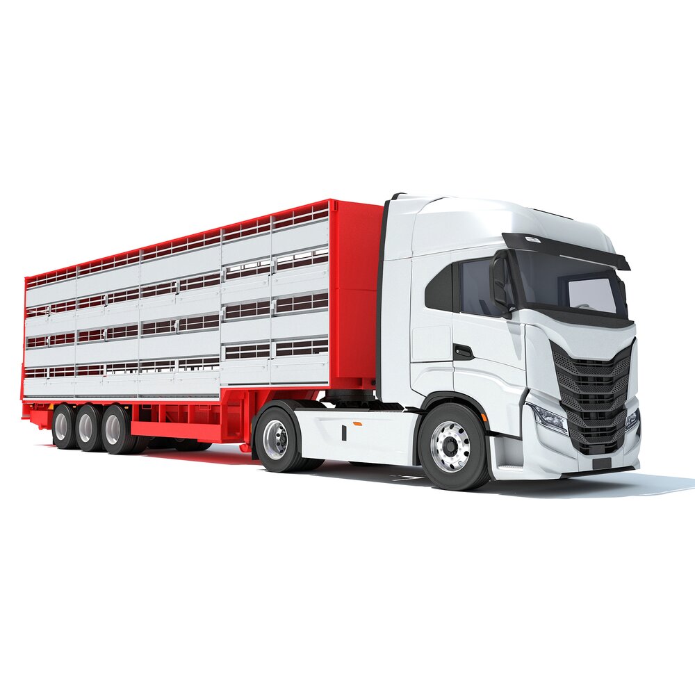 Animal Transporter Truck And Trailer Modello 3D