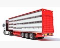 Animal Transporter Truck And Trailer Modello 3D vista laterale